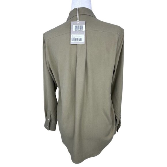 Everlane Women's NWT Covert Green The Washable Silk Relaxed Designer Shirt 2/C42 - Picture 4 of 12